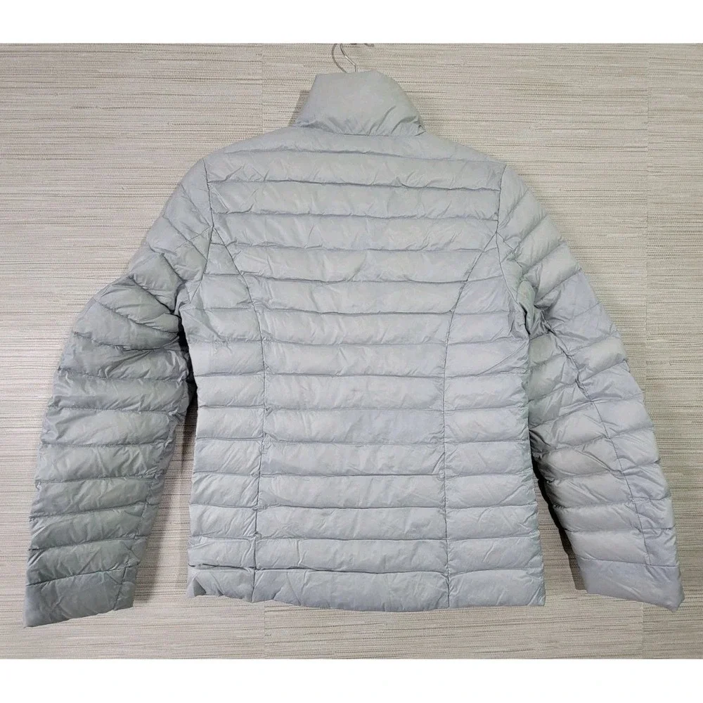JOTT Women's Lightweight Down‎ Puffer Jacket Gray Zip Front Packable